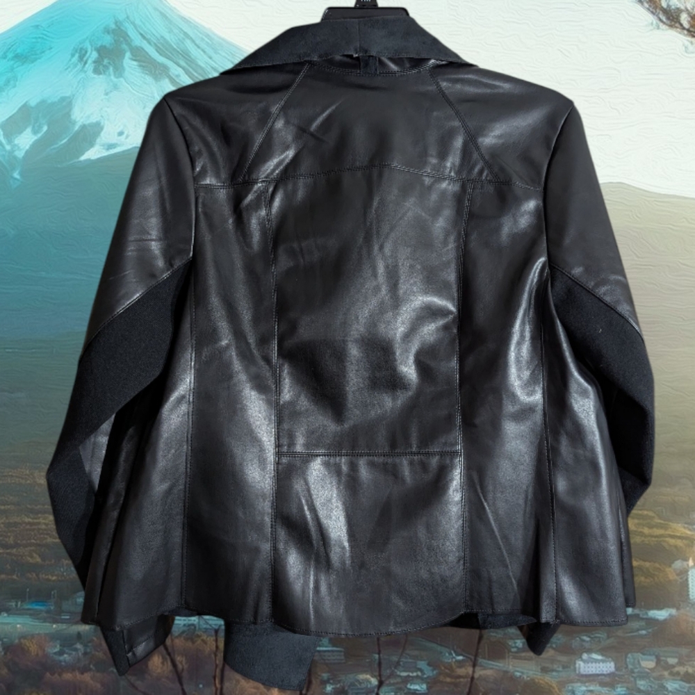 NWT Bagatelle Collection Black Faux Leather Waterfall Jacket (Size 1X) - Picture 6 of 10